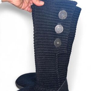 UGG Black Knit Button-Detail Women's Boots